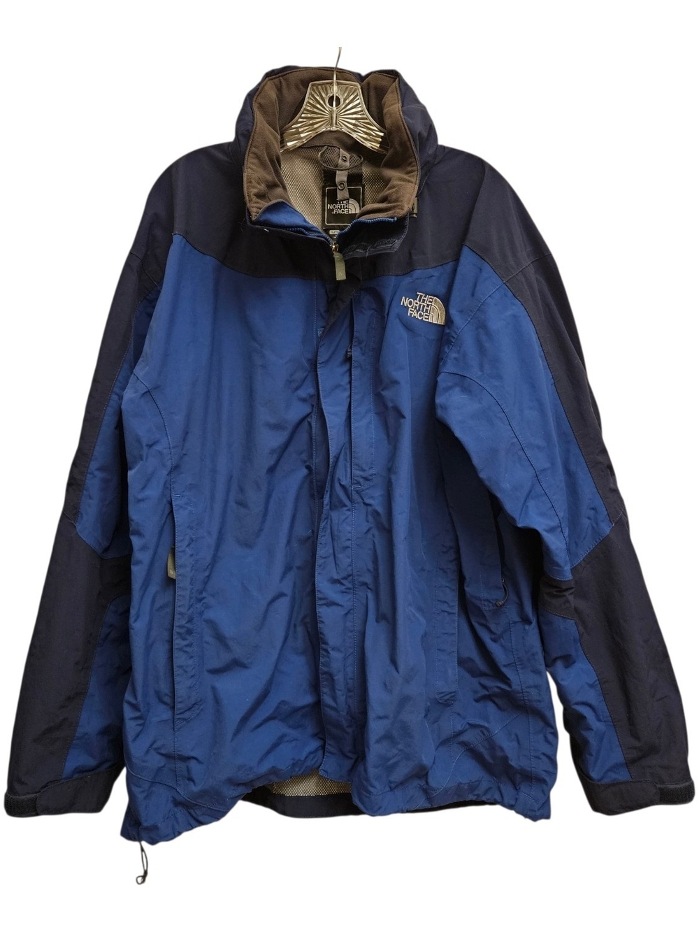 The North Face Two-Tone Windbreaker Jacket Mens XL Packable Hood Outdoor
